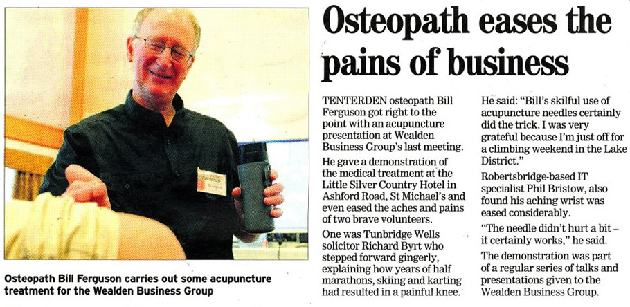 Tenterden Osteopath eases the pains of business 2012